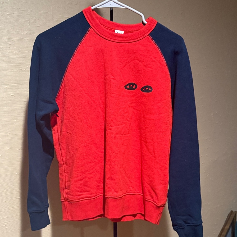 Clare V Red and Navy Eye Graphic Sweatshirt